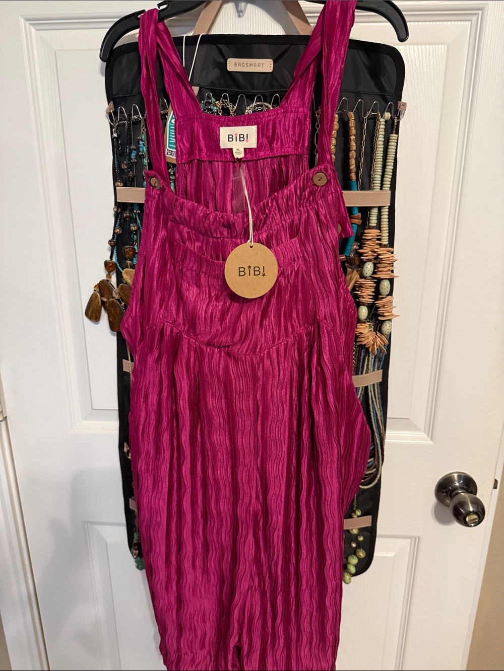 BiBi Magenta Crinkle Strap Jumper.